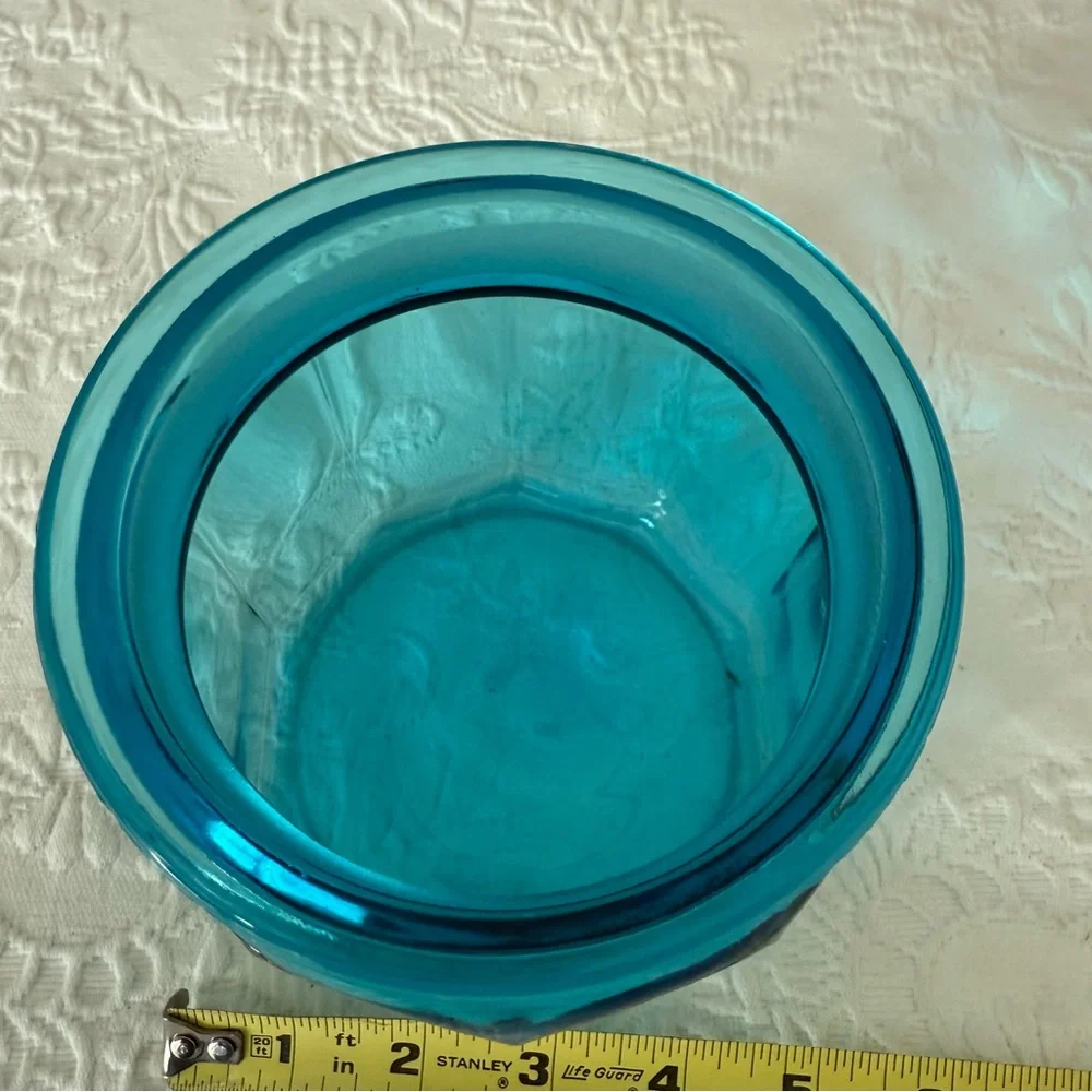 Vintage L.E. Smith Aqua Blue Glass Canister with Lid